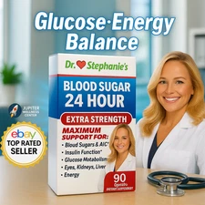 Dr Stephanie's EXTRA STRENGTH 24 Hour Blood Sugar Supplement, 90 Capsules 6/2026