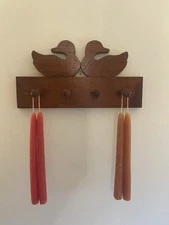 Ducks Farmhouse Wall Mount Wooden Coat Rack Décor 4 Pegs Hooks  Entryway Keys