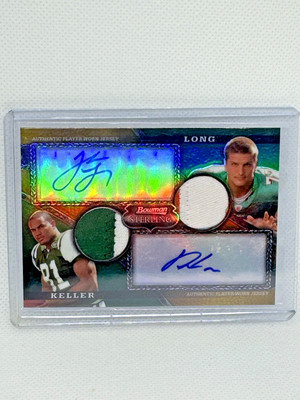 2008 Bowman Sterling Auto Relic Gold #AR10 Dustin Keller/Jake Long Jersey /75 FB
