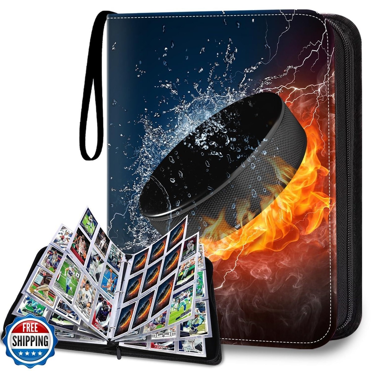 hockey card binder sleeves HESPLUS Hockey Card Binder, 9-Pocket Cards Holder,Trading Card Bi