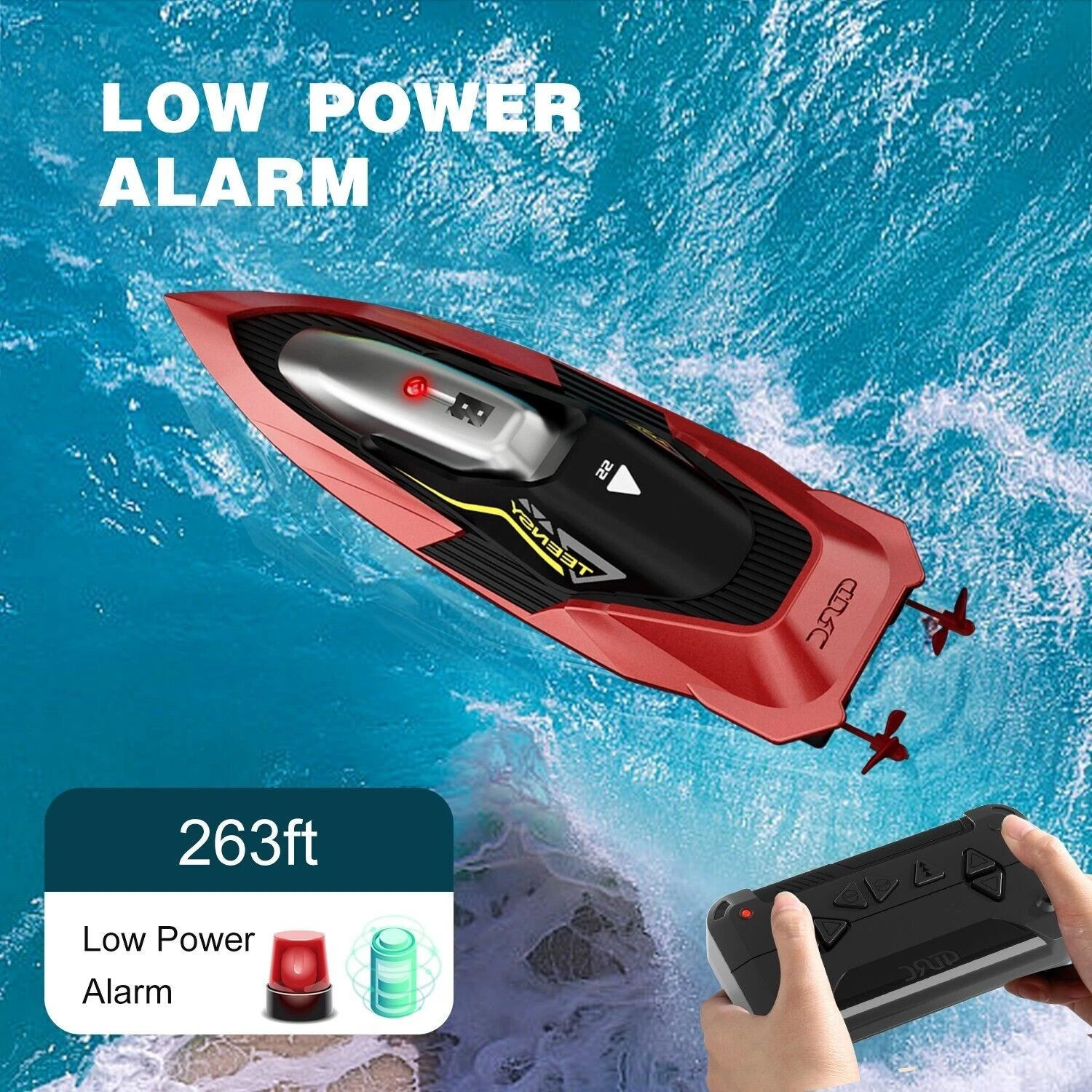 Remote control boat low power alarm