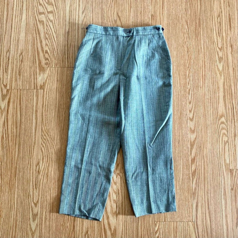 Pantalón Harve Benard Vintage Gris Rayas Lana Mujer 12 Petite Foto 2 de 4