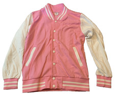Tworoy Perpitty Pink and White Letterman Varsity Jacket Size Medium NWT