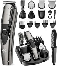 SHPAVVER Beard Trimmer for Men: Professional Barber Hair Clippers - 12-in-1 Cord
