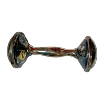 VINTAGE METAL ONEIDA LTD BABY RATTLE CHILDS TOY