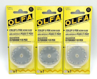 3x OLFA SCB45-1 45mm Scallop & Peak Rotary Cutter Blade New in Package