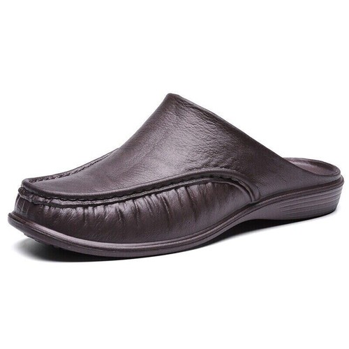 Mens Slippers Open Back House Shoe Black Slip On Comfort Indoor Outdoor Loafer - Picture 14 of 39