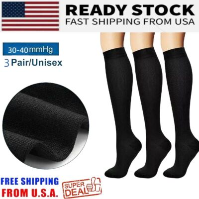3 Pairs of Compression Stockings for Men Women 30-40mm S-XL Compression X Socks