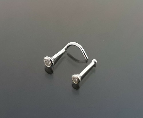 925 Silber Zirkonia Nasenpiercing Spirale Nasenstecker Stecker Piercing Gerade - Bild 4 von 10
