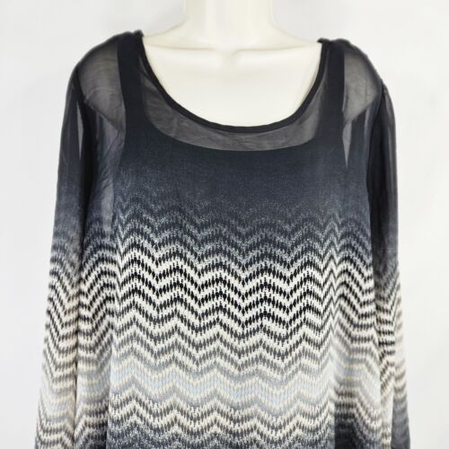Quintessential Damen Top Bluse 2XL schwarz transparent leicht mit Tanktop innen - Bild 2 von 9