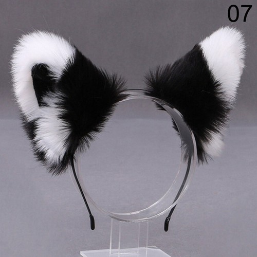 Cute Faux Plush Fluffy Cat Ears Hair Hoop Hairband Head Band Headwear Party - Picture 9 of 35