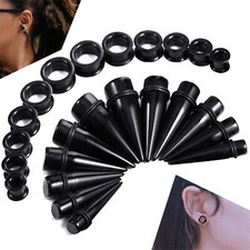 24PCS BIG SIZE EAR GAUGE STRETCHING KIT ACRTLIC O RING TAPER SILICONE TUNNEL SET