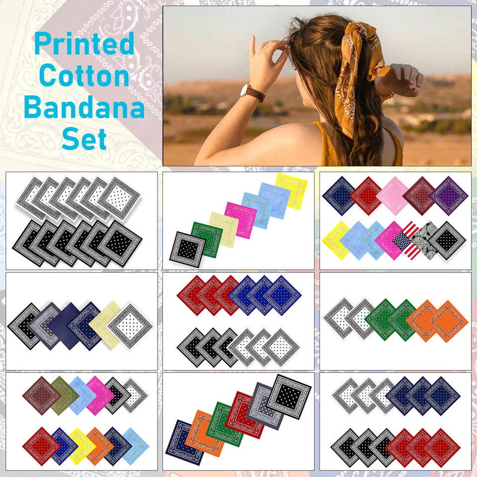 Bandana Masque Visage Cou Foulard 100% Coton Unisexe Mélange Couleurs / Motifs - Photo 1/1
