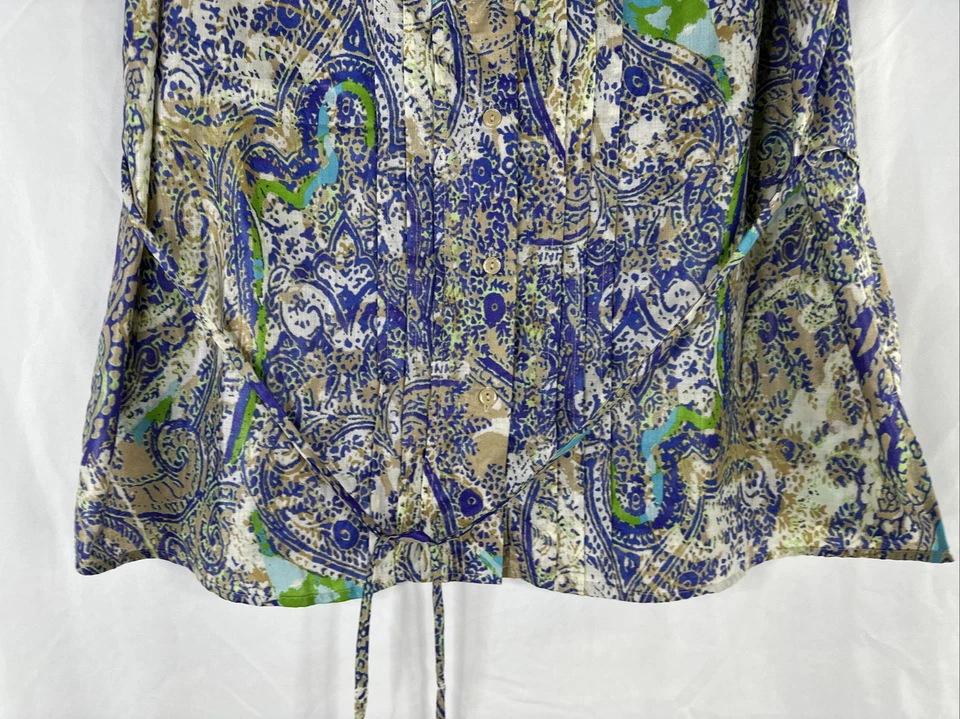 Топ без рукавов женский Jaclyn Smith размер XXL пейсли на пуговицах пояс галстук повседневный - Изображение 3 из 4