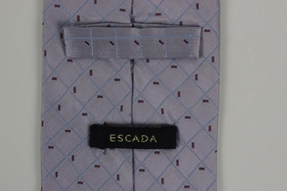 ESCADA Silk Tie. Purple with Mini Rectangle Geometric. Made in Italy. - Image 3 of 4
