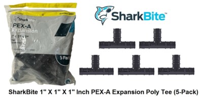 SharkBite 1'' X 1'' X 1'' Inch PEX-A Expansion Poly Tee (5-Pack) NEW