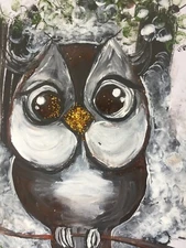 Owl Original Painting Screen Prints Printable Wall Art Original Artwork