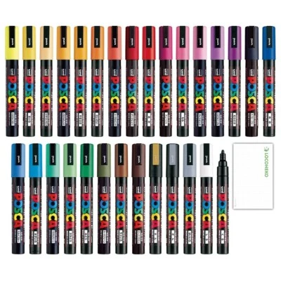 Genuine Uni POSCA Paint Marker Pen Medium Point PC-5M Set of 29 Colors