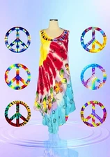 EXIST Coloful BOHO Tie Dye HIPPIE Sundress Beach Cover-up SEQUIN Floral Women's 