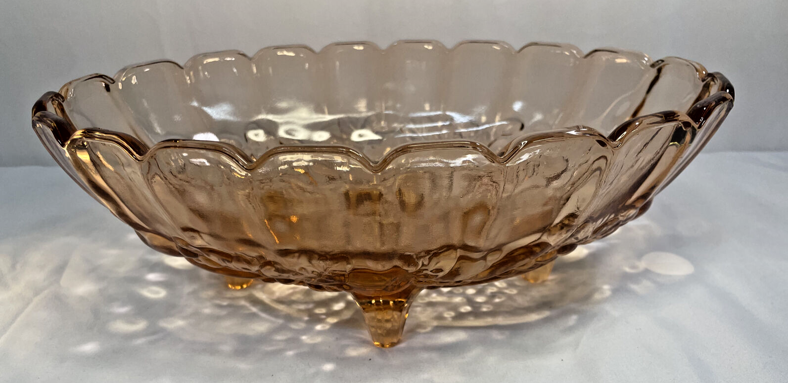 Vintage Pink Depression Glass Indiana Harvest Grape Footed Fruit Bowl