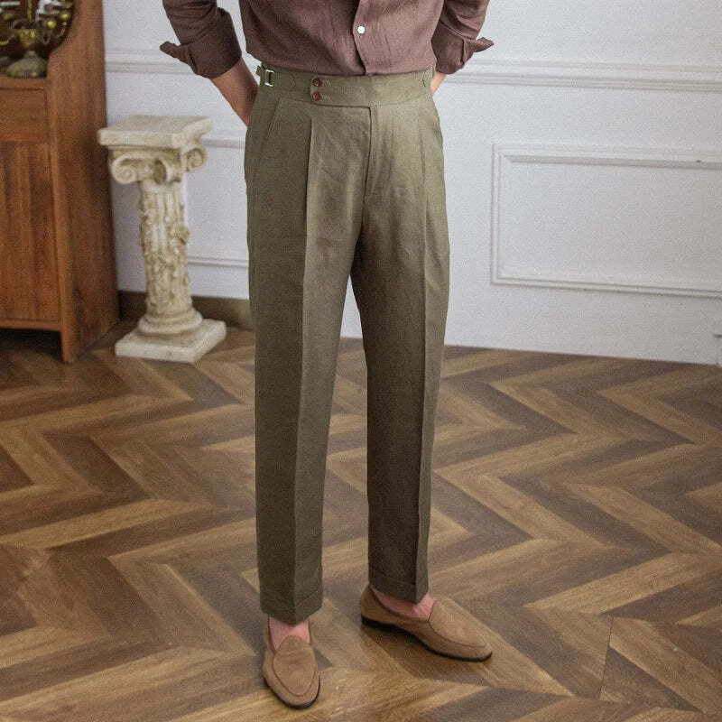 Summer Lightweight Breathable Linen High Waist Straight Pants