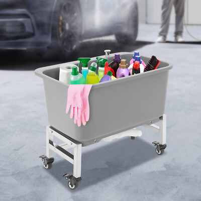 Freestanding Utility Floor Mop Sink W/ 1 Pair* Gloves And 4* Wheels For Garages