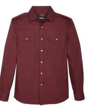Kenneth Cole Mens Slim Fit Military Sport Shirt Size XL NWT Burgundy Red X-Large