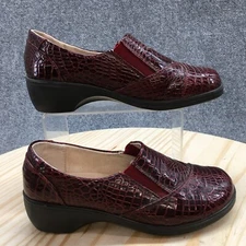 Stepwel Shoes Womens 7 Clog Burgundy Croc Slip On Casual Low Top Wedge Heels