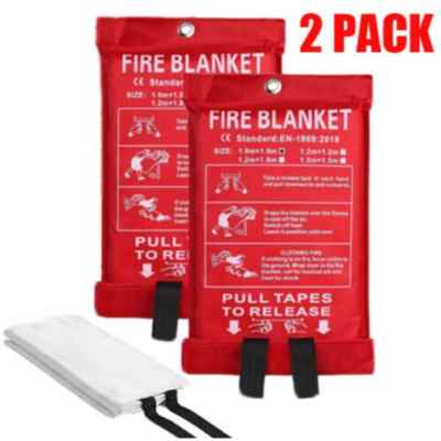 2 PACK FIRE BLANKET Fiberglass Hero Emergency Home Retardant Prepared 39''x39''