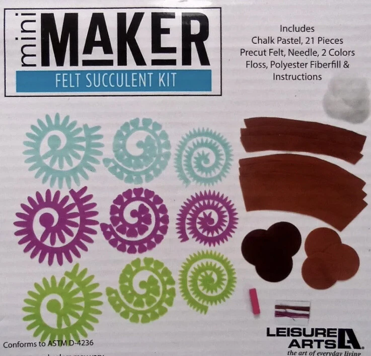 NUEVO Leisure Arts MINI FABRICANTE FIELTRO SUCULENTO KIT Divertido Artesanía Foto 2 de 2