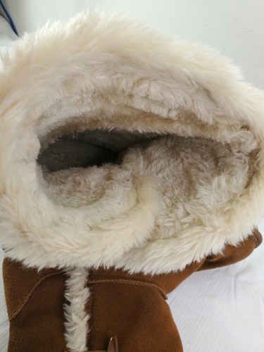Women's Sonoma Life & Style Carmel Brown Suede Leather Boots Fur Lined Size 8 - Picture 6 of 9