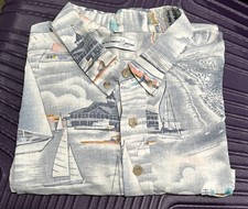 Vintage Aftco Bluewater Wear 2XL XXL Half Button Boat Balboa Island Made In USA