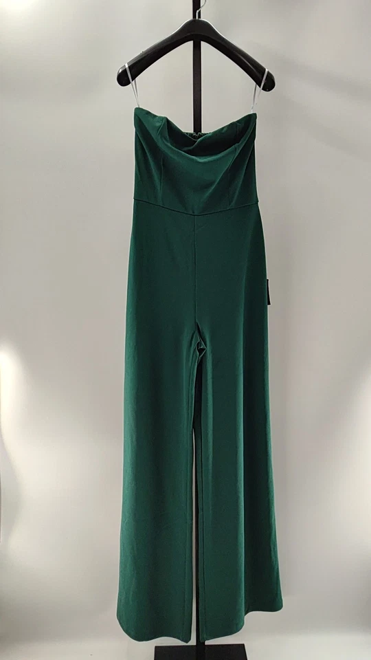 Lulus Women Edith Hunter Green Strapless Wide-Leg Jumpsuit M - Image 2 of 3