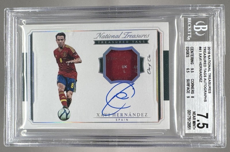 Xavi Hernandez 2018 National Treasures Treasured Tags Patch Auto 1/1 BGS 7.5