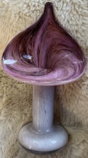 Alum Bay Glass ~ 8”  Hand Blown Purple / white Swirl Sculpture Art Glass Vase