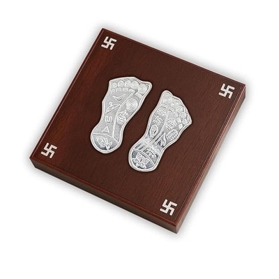 92.5 Pure Silver Shubh Lakshmi Charan Paduka | Diwali Laxmi Charan Footprints 