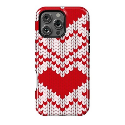 Red Knit Heart Pattern Cozy Winter Holiday Case For iPhone 17 16 15 14 13 12