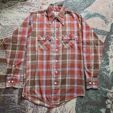 Vintage 70s Levi  s Plaid Western Button Up Pointed Collar Shirt Mens M Saddleman