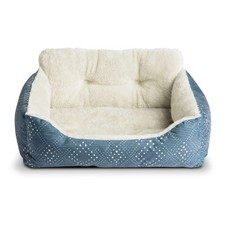 Dog  Cat Bed, Plush Lounger, Portable, Machine Washable, Blue, 21" x 17"