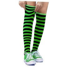 Cotton Striped Socks for Kids - Striped Knee High Socks for 4 Green Black
