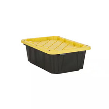 14 Gal. Tough Storage Tote in Black with Yellow Lid