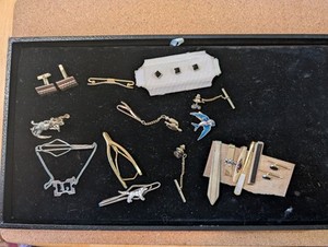 Vintage Lot of Cufflinks, Tie Bar Clips, Studs. 17 Pieces 