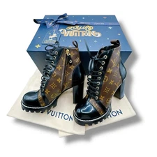 Louis Vuitton Star Trail Line 1A2Y7W Monogram Patent Canvas Ankle Boots 38 w/Box