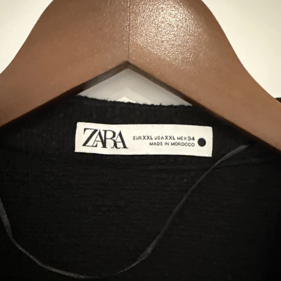 Vestido ZARA Negro Tweed Tejido Texturizado con Botones Talla XXL Top Oficina Informal Foto 2 de 4