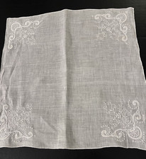 Vintage White Madeira Embroidered Wedding Hanky Handkerchief