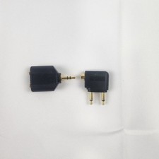 PC Airline Flight Headphone Audio Adapter 3.5mm to Dual Pin Gold Plated Set