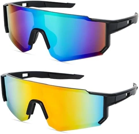 Lunettes Vélo Sport Polarisées UV400 Homme Femme Cyclisme Course 2 Paires - Photo 1/4