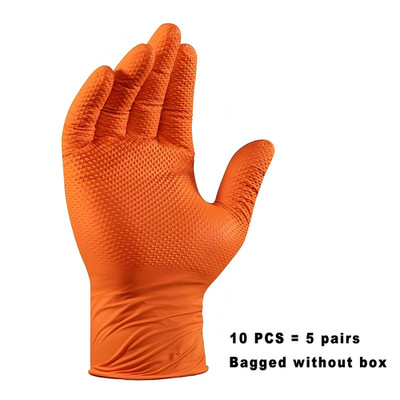 Heavy Duty Orange Nitrile Gloves 8Mil Heavy Duty Disposable Gloves with Diamond 