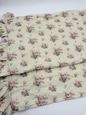 Ralph Lauren Floral Ruffled Pillowcases Pair Pink Roses Striped Cottagecore VTG