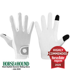 eQUEST GripPro X-LITE Riding Gloves - White & Silver Glitter Cuff